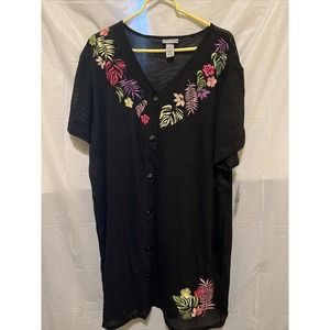 Catherine's Women's Black Swim Cover Up Tunic Dress Size 3X NWT